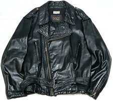 VINTAGE 1960s LEATHER MOTORCYCLE JACKET - LARGE - OLD SCHOOL BIKER ROCKER PUNK