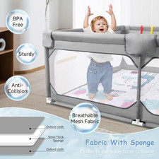Baby Playpen with Mat 75" 59", Large Play Pen for Babies and Toddlers with So...