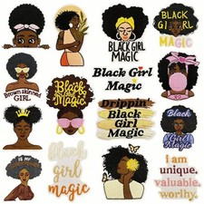 15Pcs Black Girl Magic Patches, Embroidered Iron  Sew-On Patches, Applique S...
