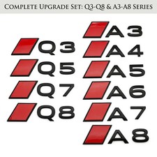 3d Black Red Car Rear Emblem Badge Sticker For Audi A3 A4 A5 A6 A7 A8 Q3 Q5 Q7 Q