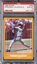 1988 SCORE #600 FERNANDO VALENZUELA PSA 10