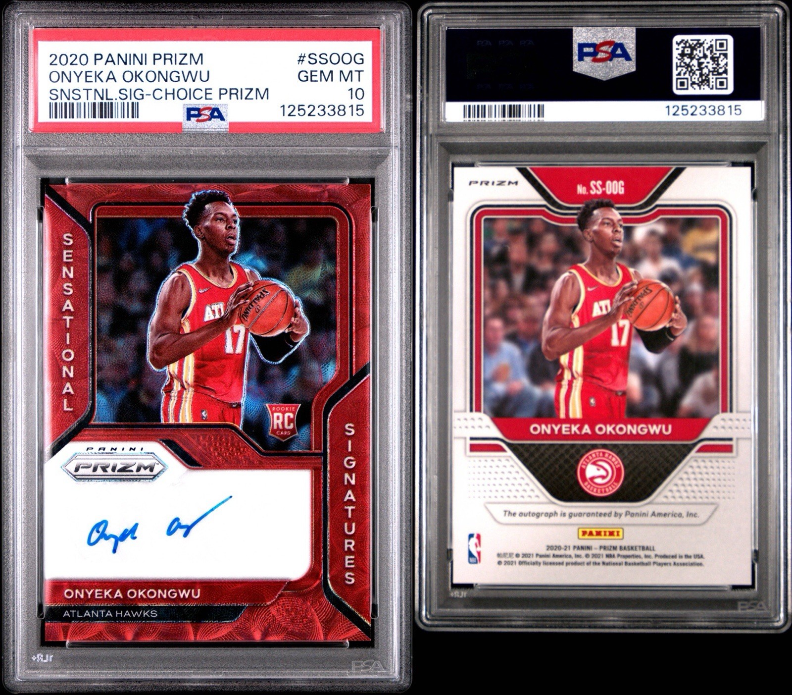2020 Panini Prizm Onyeka Okongwu Choice RC Rookie Auto - PSA 10