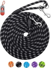 Long Dog Leash for Dog Training 16ft, Reflective Threads Rope Dog Leash - Black