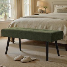 Entryway Bench Green Bench Bedroom Modern Ottoman End of Bed Corduroy Padded