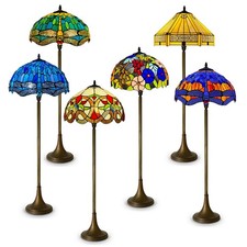 Tiffany Style 16 inch Stained Glass Shade Floor Lamp Office & Living Room Decor