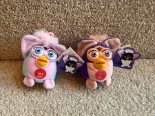 NEW TESTED 1 BLUE  1 PURPLE 1999 FURBY TALKING KEY CHAINS FUN-4-ALL  TIGER