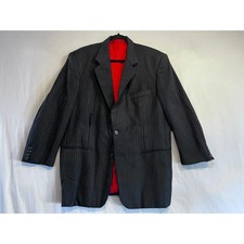 Vintage Gianni Versace Tessuti Black Striped Blazer Red Lining Made in Italy