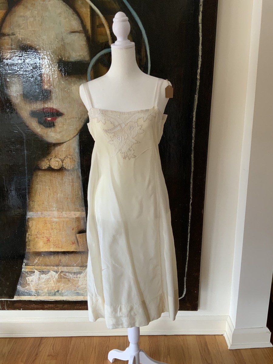 vintage slip dress 100% Silk Vintage VS Emerald Lace Trim Mini Slip Dress (Large)  sororit