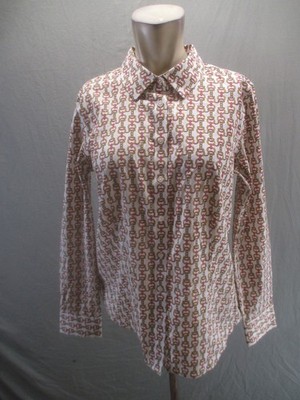 Talbots Size 10 Womens Multicolor Cotton Blend Long Sleeve Button Up Shirt 498