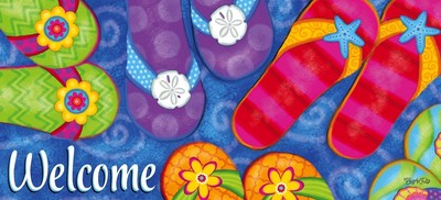 Evergreen Sassafras Sunny Flip Flops Interchangeable Entrance Doormat | Green 
