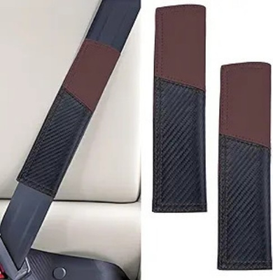 #ad 2 Piece Car Seat Belt Cover Pad Set Soft Breathable Leather Should Color: Red $19.99