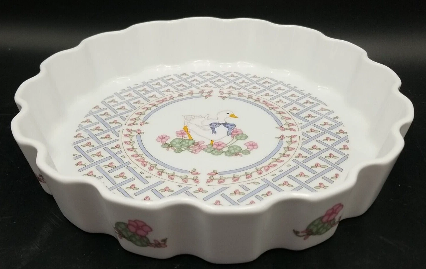 Vintage 1987 STAFFORD Pie Baking Dish ELIZA DUCK By Shawn Mory McMillion JAPAN