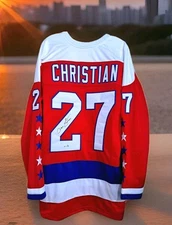 Miracle On Ice Legend Dave Christian Signed Capitals Jersey 1980 USA Hockey 