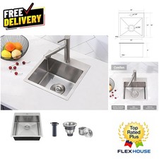 Durable Drop-In Bar Sink - 15x15 Inch Stainless Steel with Pop-Up Drain