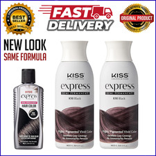 Kiss Express Semi-Permanent Hair Color Black 2 Count Gray Coverage Dye