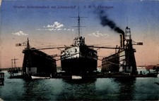 Ak Deutsches Kriegsschiff, SMS Thüringen, Großes Schwimmdock - 4673457