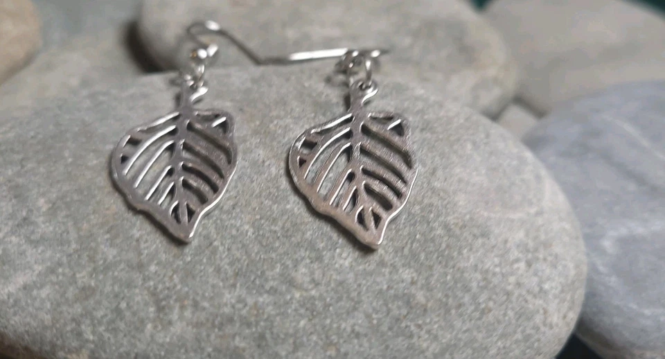 Pendientes hoja plata tibetana hojas filigrana colgantes Foto 4 de 4