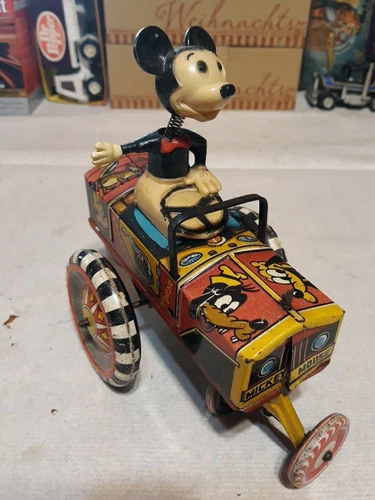 MARX Mickey Mouse Eccentric Car, Wind-up, Works