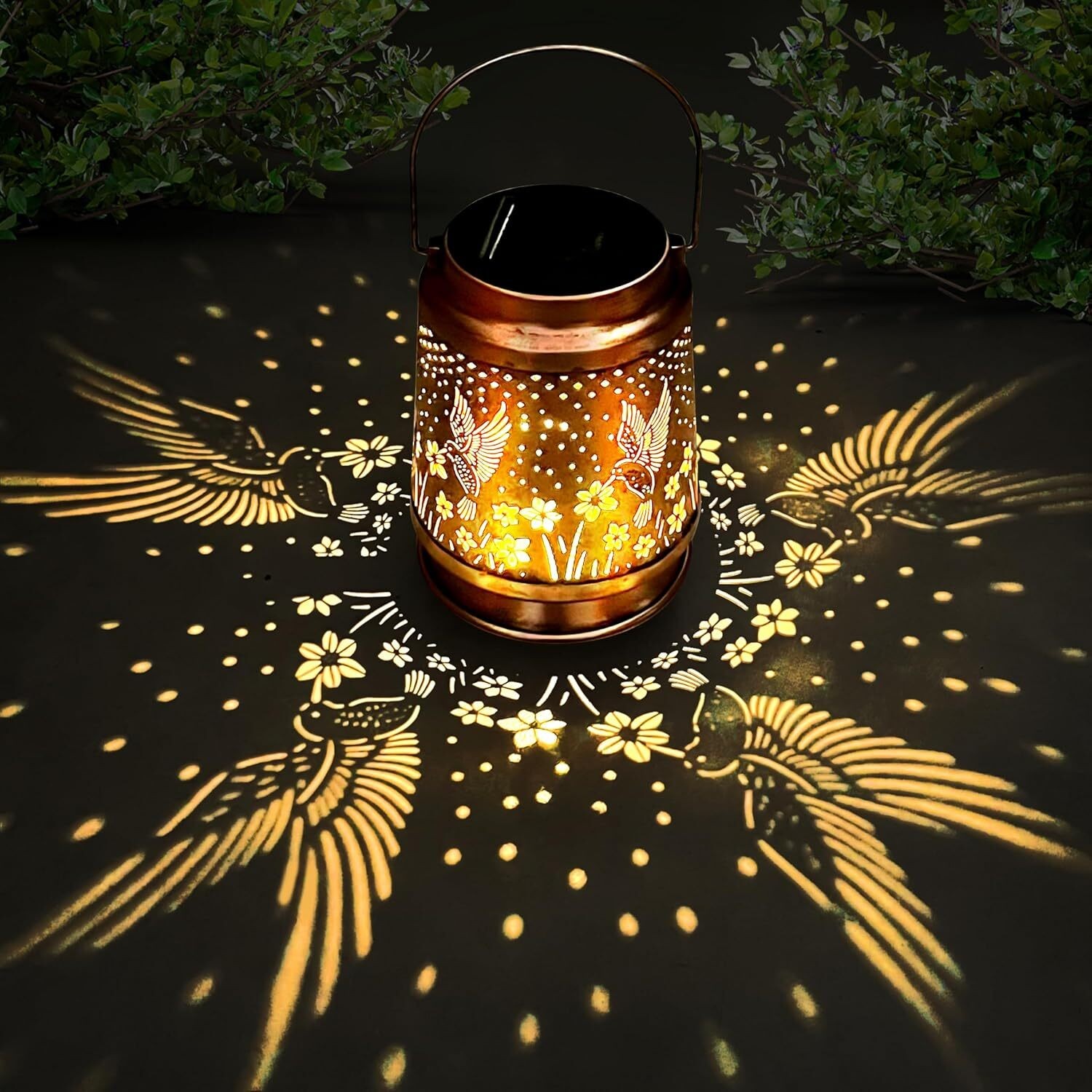 Solar Lantern Hanging Light LED Hummingbird Outdoor Garden Lamp Waterproof Decor