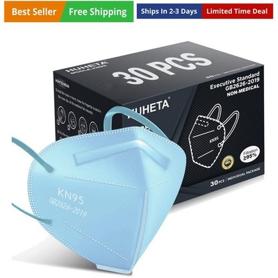 Face Mask, 30 Pack Individually Wrapped, 5-Ply Breathable & Comfortable Safet...