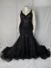 Maggie Sottero & Midgley Womens Wedding Dress Black Size 18 Zander Lane V-Neck