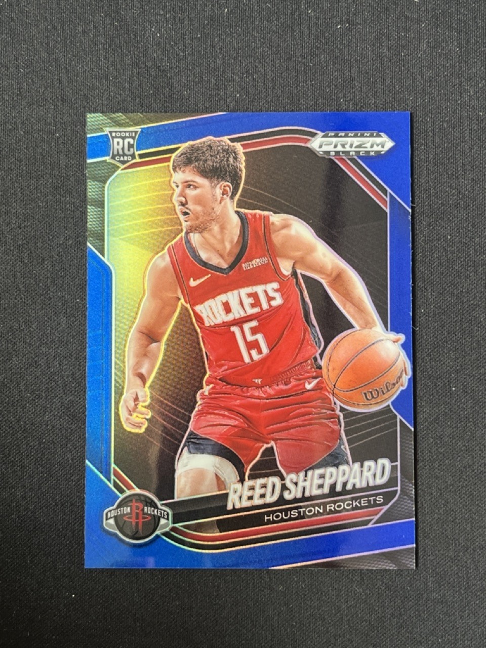 Reed Sheppard 2024-25 Panini Prizm Black Blue Prizm 152/199 RC #145