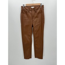 Good American Womens Burnt Caramel Faux Leather Pants Size 6 Brown Straight Leg