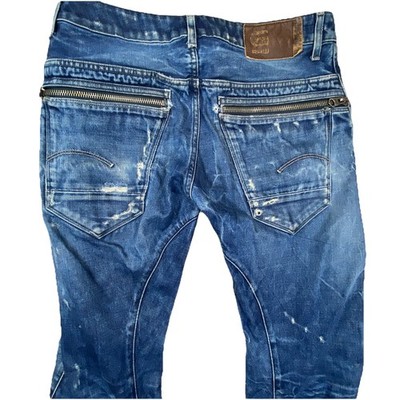 G Star Raw Jeans Mens 33x34 (30) Indigo Arc 3D Slim Zip Streetwear Denim READ