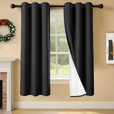 2 Panels 100 Blackout Curtains, Lightweight Thermal Insulated Grommet Drapes...