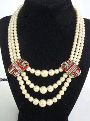 Heidi Daus ''Ribbon Candy'' Graduated Pearl Crystal Necklace