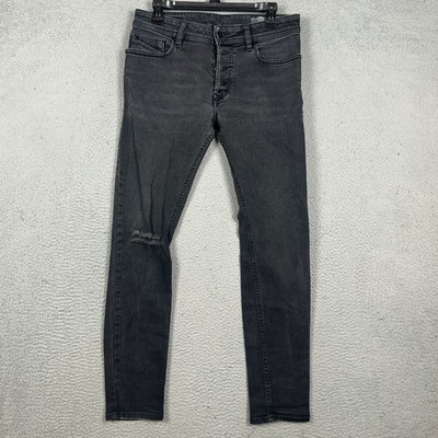 Diesel Sleenker Jeans Mens 30X30 Black Slim Skinny Distressed 