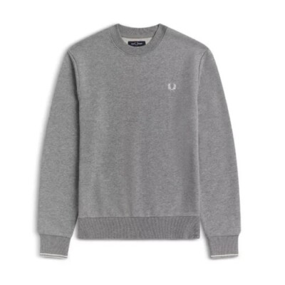 Fred Perry Sweatshirt mit Rundhalsausschnitt grau - M7535 Größe SML - neu mit Etikett - UVP 90 £ - 60 % RABATT