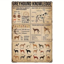 GREYHOUND KNOWLEDGE FACTS INFO - metal tin sign - indoor/outdoor metal art COOL