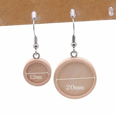 10pcs Fit 12mm 20mm Round Glass Cabochon Wood Earring Blanks Diy Jewelry Making