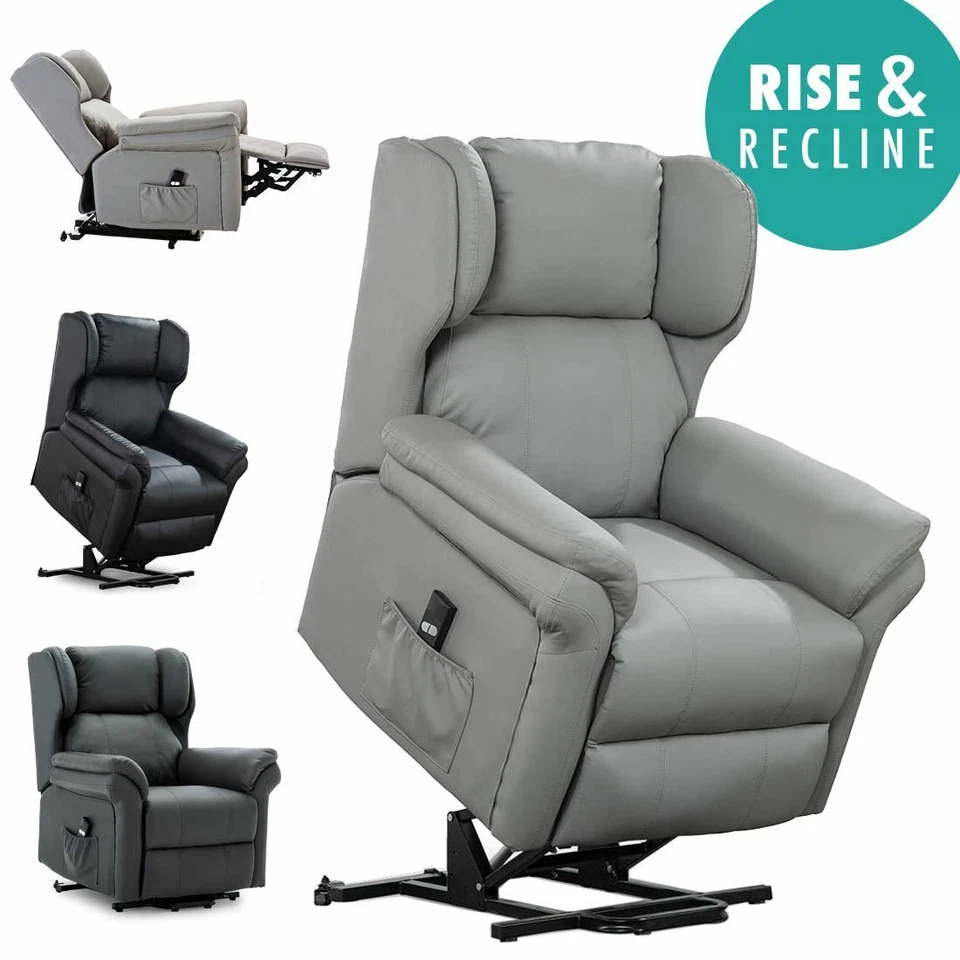 MORE4HOMES OAKFORD ELECTRIC RISE RECLINER BONDED LEATHER ARMCHAIR LOUNGE MOBILITY CHAIR