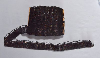 Black Confetti Gold Sparkle Ribbon Ball Of Yarn Flounce Twisted Scarf 1'' W