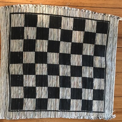Unbranded cotton woven approx. 28'' square checkerboard rug game mat