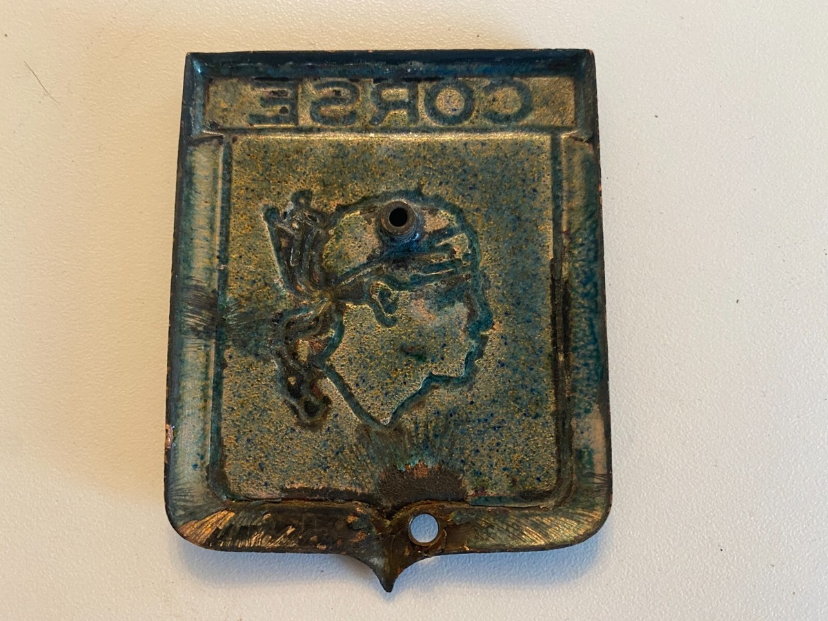 Vintage 1950's French Corse Radiator Badge Emblem Enamel Metal