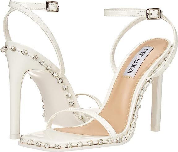 Steve Madden Women's Zelle Heeled Sandal - White, Black