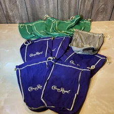 Lot Of 12 Crown Royal Drawstring Bags Purple, Green, And Brown Mixed Bundle