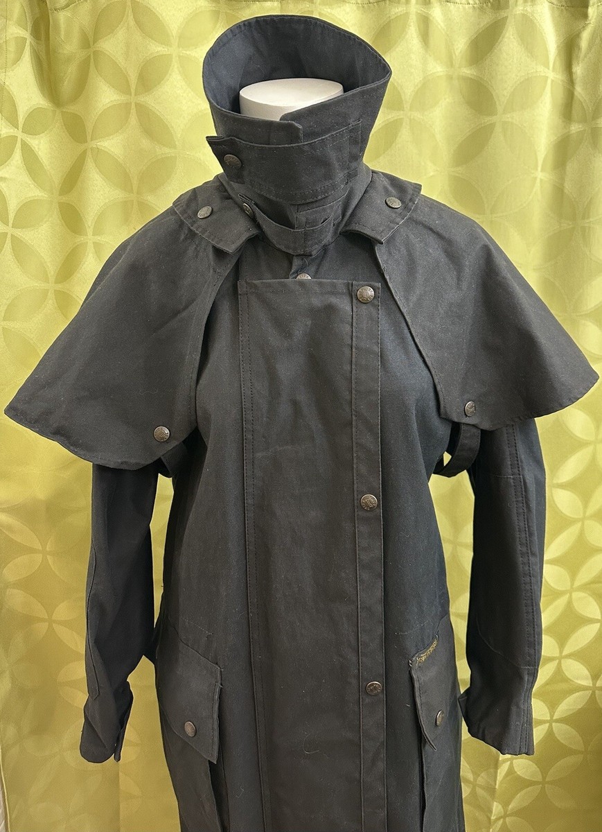 XS 3 Vintage DRIZA-BONE Deluxe Riding Coat WAX COTTON Black LOW