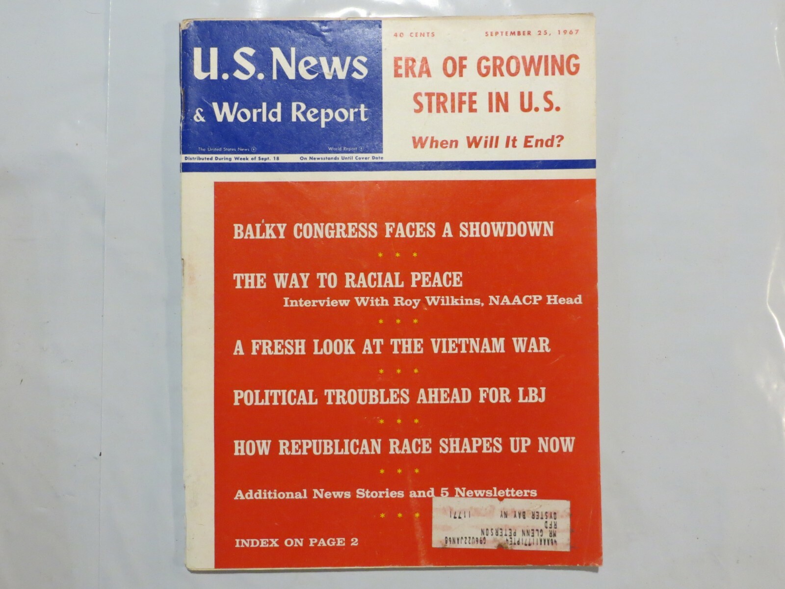 U.s. News World Report September 25 1967 Congress Showdown Racial Peace Lbj D1