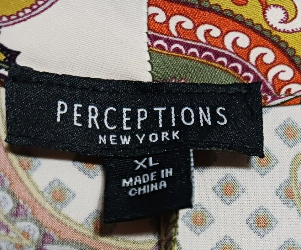 Vestido Perceptions New York Mujer XL Slinky Paisley Alto Bajo Cuello en V Crucero Moderno Foto 3 de 4