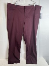 Chaps Womens Plus Size Dress Pants Burgundy Size 24W NWT