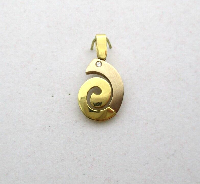 18K Yellow Gold Diamond Swirl Pendant [P48] - image 8