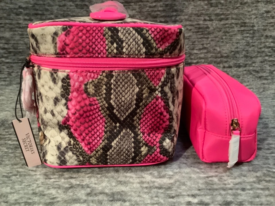 Victoria's Secret Vanity Travel Soft Case Hot Pink Snake Python Set of 2 NWT — 第 4/4 张图片