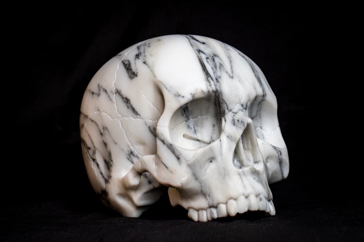 Marble Sculpture The Human Skull Exclusive Decorative White