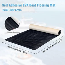 94.5" EVA Foam Boat Decking Sheet Mat Faux Teak Marine Yacht Flooring Black