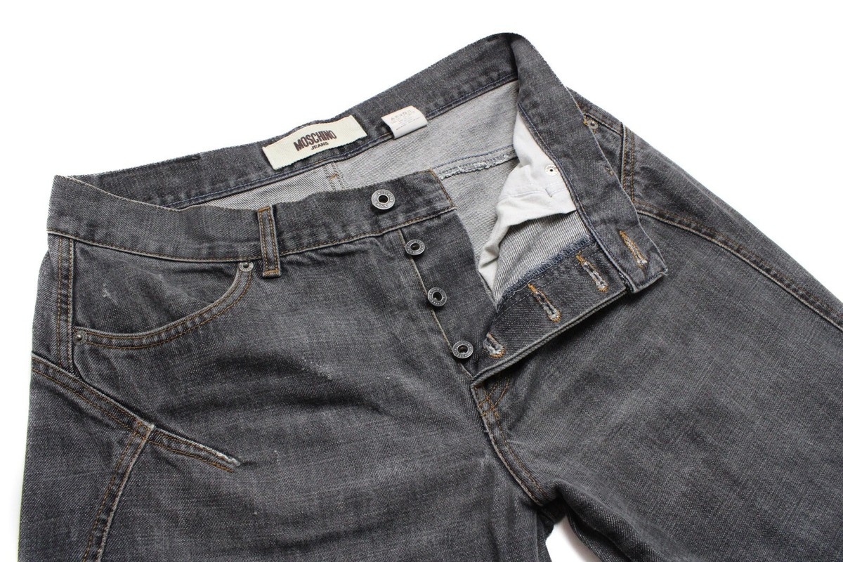 MOSCHINO Jeans Men's W34 Straight Fit Faded Button Fly Denim