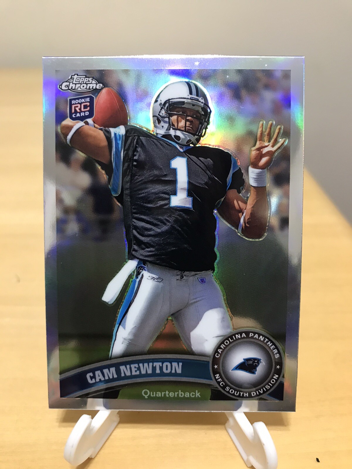 CAM NEWTON ROOKIE CARD 2011 TOPPS CHROME SILVER REFRACTOR #1 PANTHERS AUBURN MVP